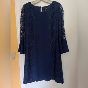 Kensie Navy Long Sleeve Lace Dress